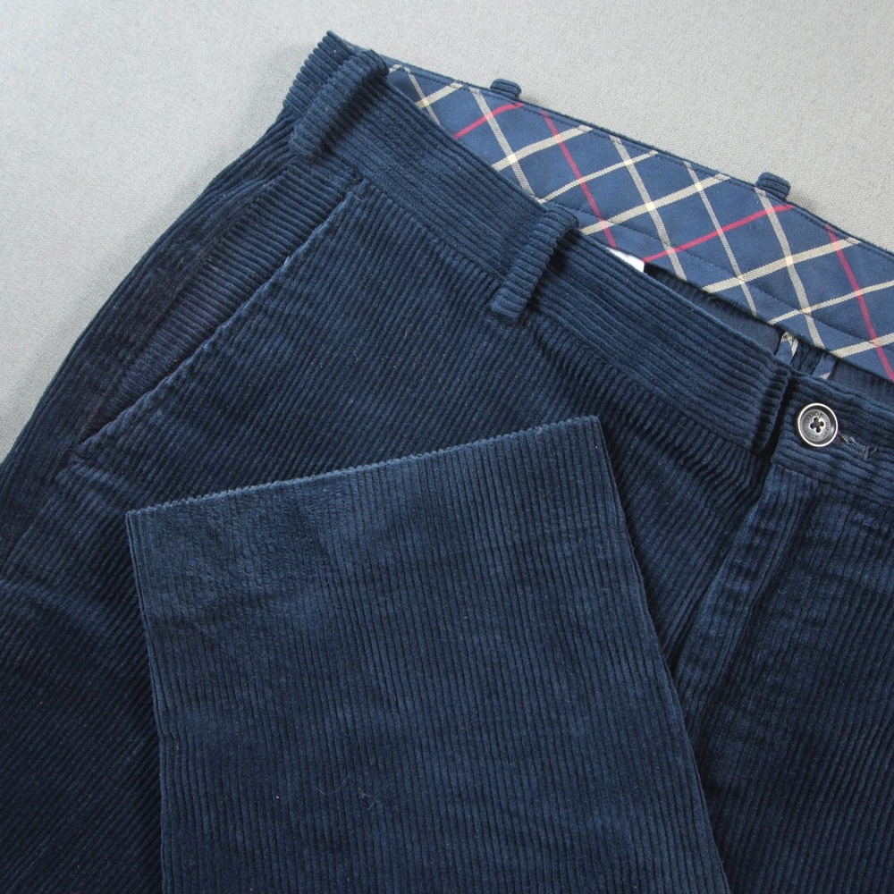 Brooks Brothers Regular Fit Corduroy Stretch Men Pants 38x32 Blue College Prep